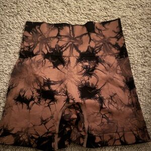 Amazon Black and Brown Athletic Shorts with Tie-Dye Design